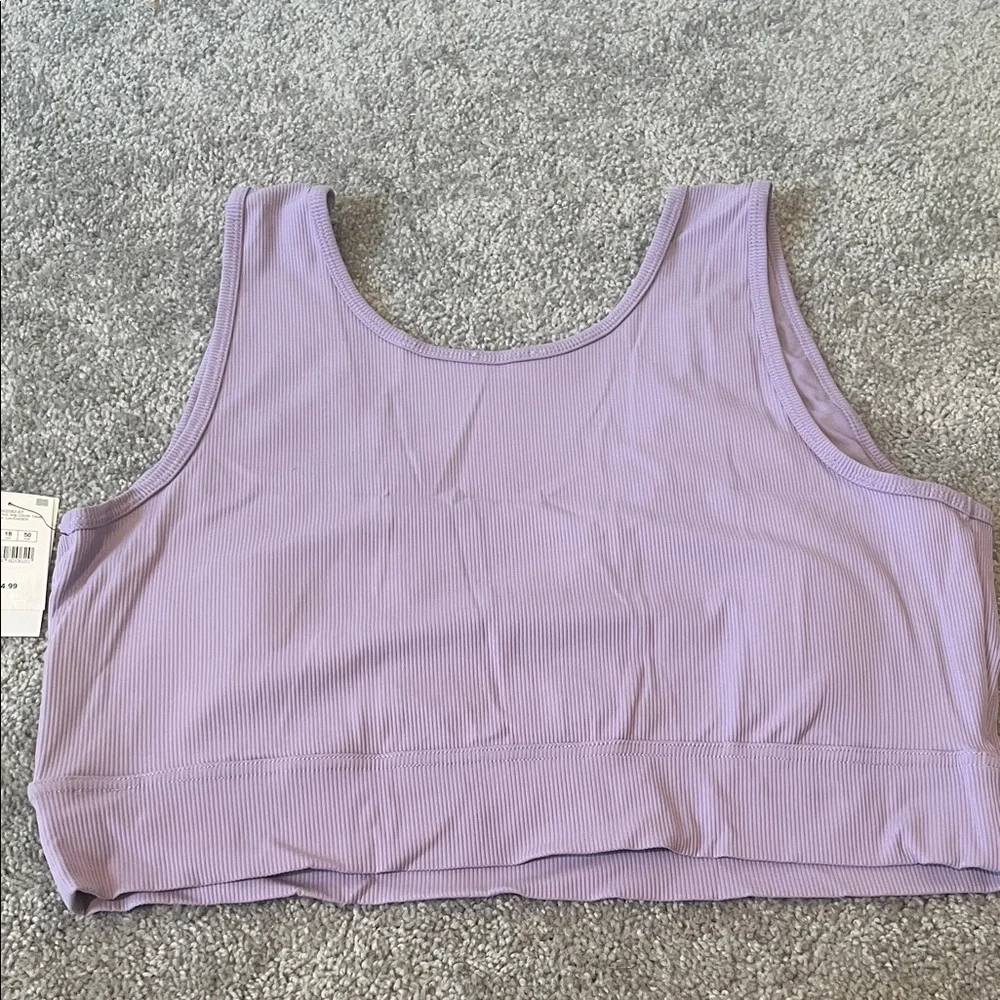 NWT COTTON ON Curve Active Rib Crop Tank Lavender 18 - Picture 5 of 5
